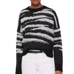 All Saints Ture Zebra Jacquard Wool Alpaca Cropped Sweater - Size Small
